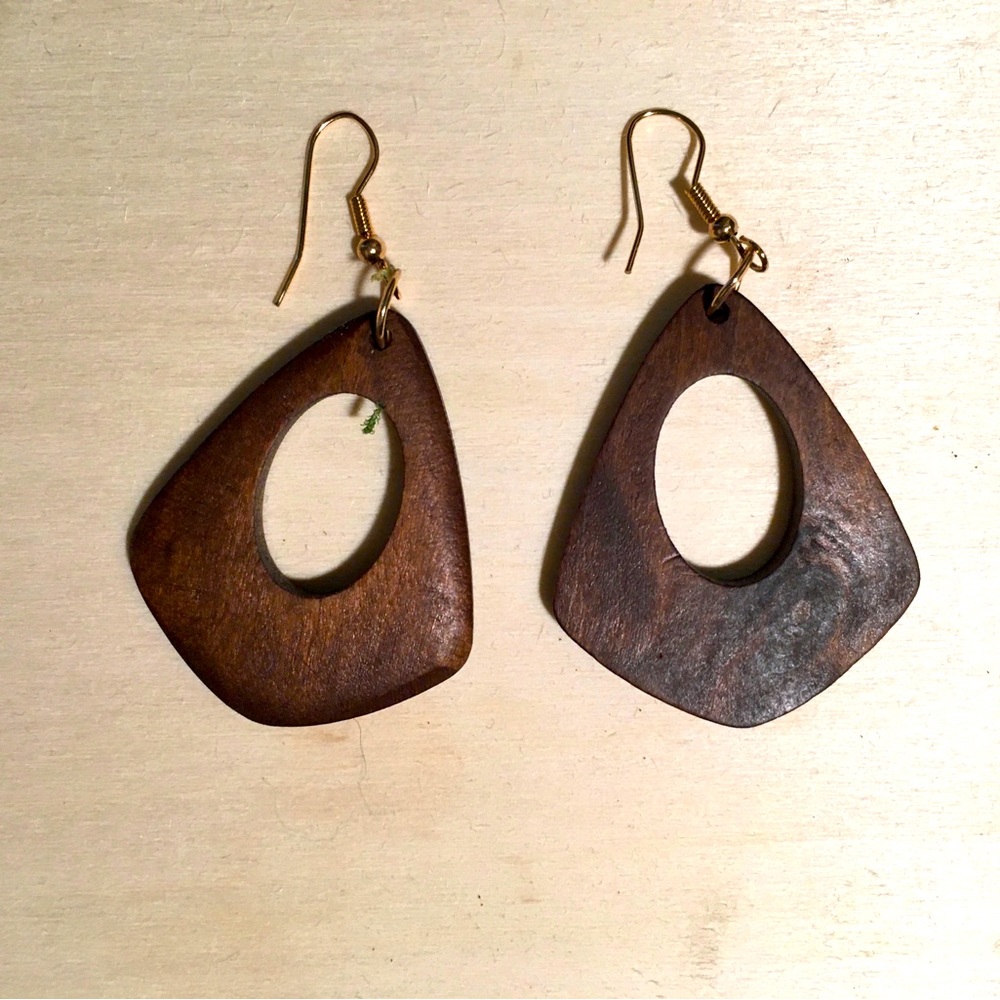 Unique shape wooden earrings